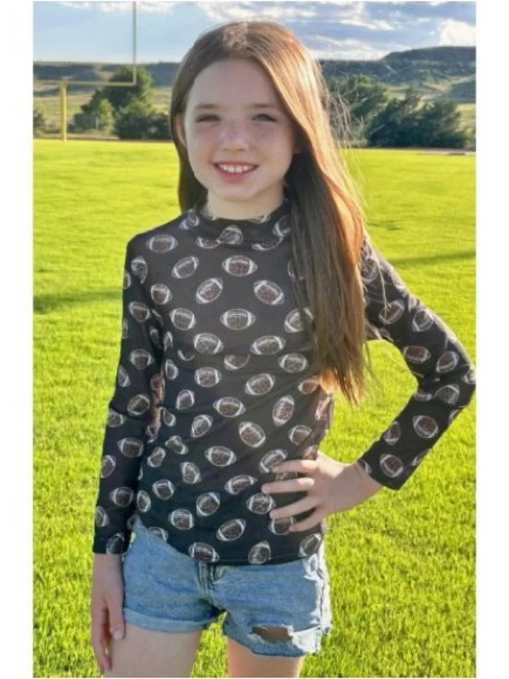 BRAND NEW WITH TAGS Girls Leopard Football Mesh Top